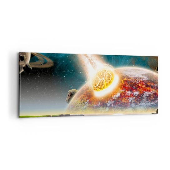Obraz na płótnie - Kosmiczny dramat - 120x50cm - Abstrakcja Krajobraz Kosmos - Nowoczesny obraz na ścianę do salonu do sypialni ARTTOR ARTTOR