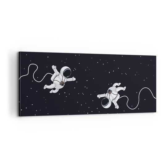 Obraz na płótnie - Kosmiczny pląs - 100x40cm - Abstrakcja Astronauta Kosmos - Nowoczesny foto obraz w ramie do salonu do sypialni ARTTOR ARTTOR