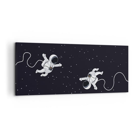 Obraz na płótnie - Kosmiczny pląs - 120x50cm - Abstrakcja Astronauta Kosmos - Nowoczesny obraz na ścianę do salonu do sypialni ARTTOR ARTTOR
