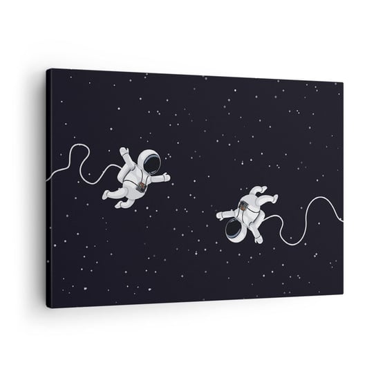 Obraz na płótnie - Kosmiczny pląs - 70x50cm - Abstrakcja Astronauta Kosmos - Nowoczesny Canvas obraz do salonu do sypialni ARTTOR ARTTOR
