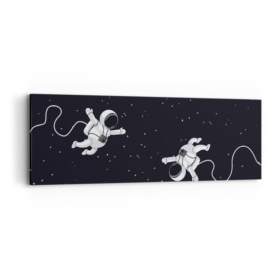 Obraz na płótnie - Kosmiczny pląs - 90x30cm - Abstrakcja Astronauta Kosmos - Nowoczesny Canvas obraz do salonu do sypialni ARTTOR ARTTOR
