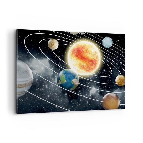 Obraz na płótnie - Kosmiczny taniec - 100x70cm - Kosmos Galaktyka Układ Słoneczny - Nowoczesny foto obraz w ramie do salonu do sypialni ARTTOR ARTTOR