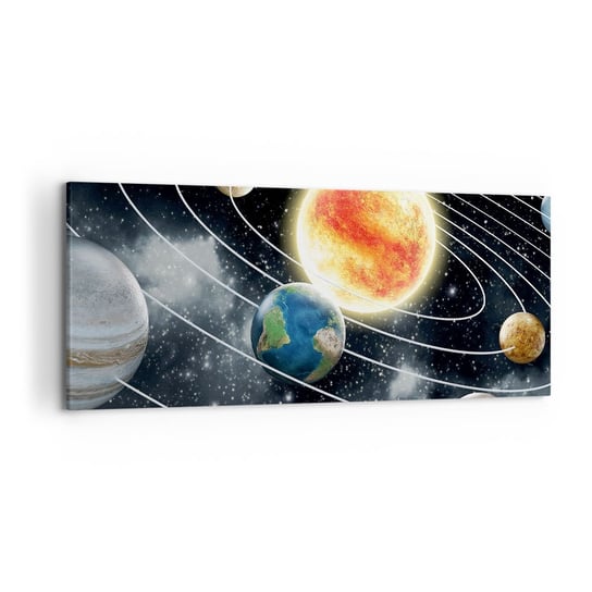 Obraz na płótnie - Kosmiczny taniec - 120x50cm - Kosmos Galaktyka Układ Słoneczny - Nowoczesny obraz na ścianę do salonu do sypialni ARTTOR ARTTOR