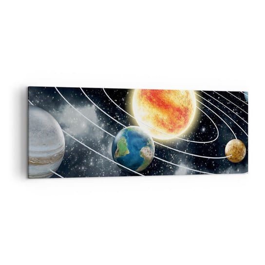 Obraz na płótnie - Kosmiczny taniec - 140x50cm - Kosmos Galaktyka Układ Słoneczny - Nowoczesny Canvas obraz do salonu do sypialni ARTTOR ARTTOR
