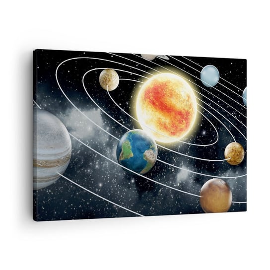 Obraz na płótnie - Kosmiczny taniec - 70x50cm - Kosmos Galaktyka Układ Słoneczny - Nowoczesny Canvas obraz do salonu do sypialni ARTTOR ARTTOR