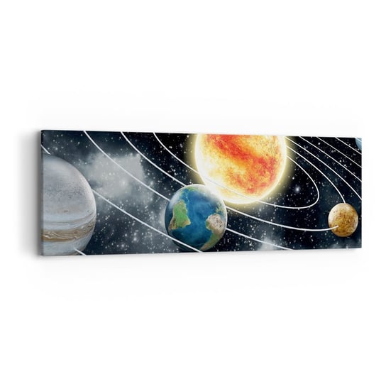 Obraz na płótnie - Kosmiczny taniec - 90x30cm - Kosmos Galaktyka Układ Słoneczny - Nowoczesny Canvas obraz do salonu do sypialni ARTTOR ARTTOR