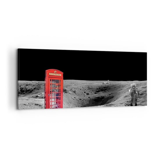 Obraz na płótnie - Kosmiczny żart - 100x40cm - Abstrakcja Księżyc Astronauta - Nowoczesny foto obraz w ramie do salonu do sypialni ARTTOR ARTTOR