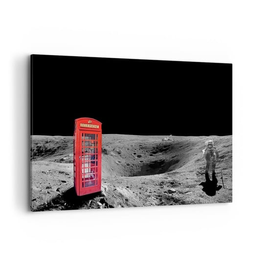 Obraz na płótnie - Kosmiczny żart - 120x80cm - Abstrakcja Księżyc Astronauta - Nowoczesny obraz na ścianę do salonu do sypialni ARTTOR ARTTOR