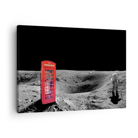 Obraz na płótnie - Kosmiczny żart - 70x50cm - Abstrakcja Księżyc Astronauta - Nowoczesny Canvas obraz do salonu do sypialni ARTTOR ARTTOR