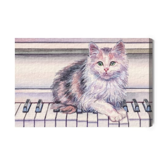 Obraz Na Płótnie Kot Na Pianinie 120x80 NC Inna marka