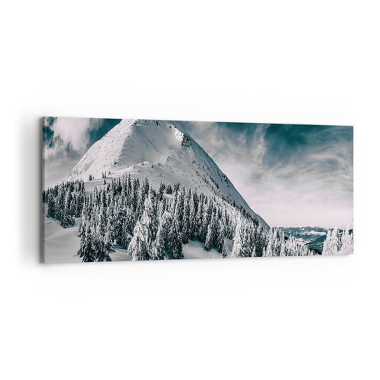 Obraz na płótnie - Kraina śniegu i lodu - 120x50cm - Krajobraz Góry Las - Nowoczesny obraz na ścianę do salonu do sypialni ARTTOR ARTTOR