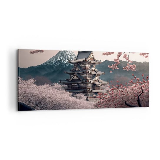 Obraz na płótnie - Kraj kwitnącej wiśni - 100x40cm - Azja Japonia Wiśnia Japońska - Nowoczesny foto obraz w ramie do salonu do sypialni ARTTOR ARTTOR