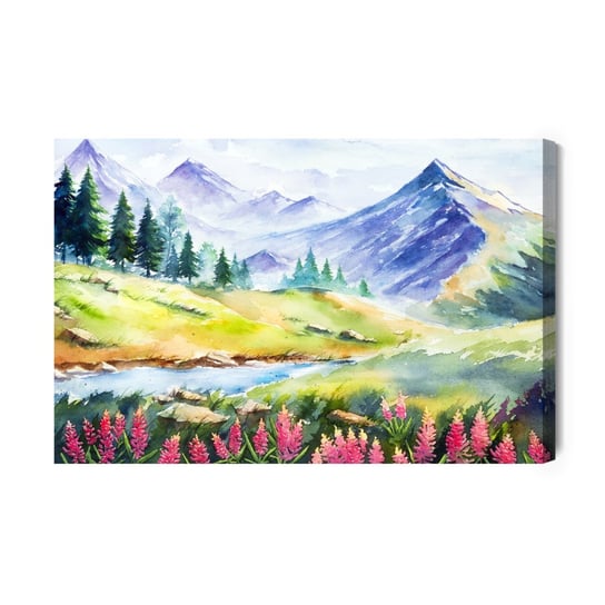 Obraz Na Płótnie Krajobraz Górski Malowany Akwarelą 120x80 NC Inna marka