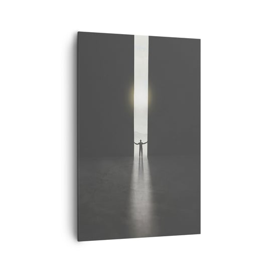 Obraz na płótnie - Krok do jasnej przyszłości - 80x120cm - Abstrakcja Człowiek Sztuka - Nowoczesny obraz na ścianę do salonu do sypialni ARTTOR ARTTOR