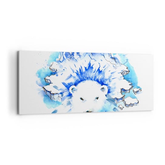 Obraz na płótnie - Król Arktyki w lodowej koronie - 100x40cm - Abstrakcja Niedźwiedź Polarny Antarktyda - Nowoczesny foto obraz w ramie do salonu do sypialni ARTTOR ARTTOR