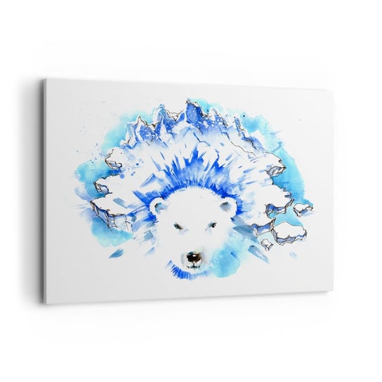 Obraz na płótnie - Król Arktyki w lodowej koronie - 100x70cm - Abstrakcja Niedźwiedź Polarny Antarktyda - Nowoczesny foto obraz w ramie do salonu do sypialni ARTTOR ARTTOR