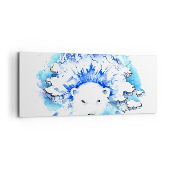 Obraz na płótnie - Król Arktyki w lodowej koronie - 120x50cm - Abstrakcja Niedźwiedź Polarny Antarktyda - Nowoczesny obraz na ścianę do salonu do sypialni ARTTOR ARTTOR