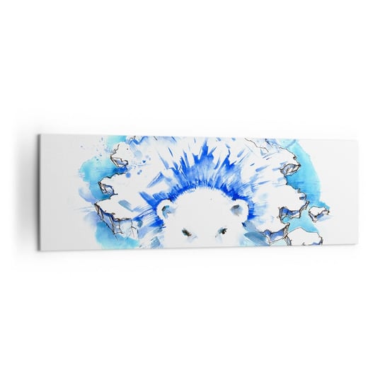 Obraz na płótnie - Król Arktyki w lodowej koronie - 160x50cm - Abstrakcja Niedźwiedź Polarny Antarktyda - Nowoczesny foto obraz w ramie do salonu do sypialni ARTTOR ARTTOR