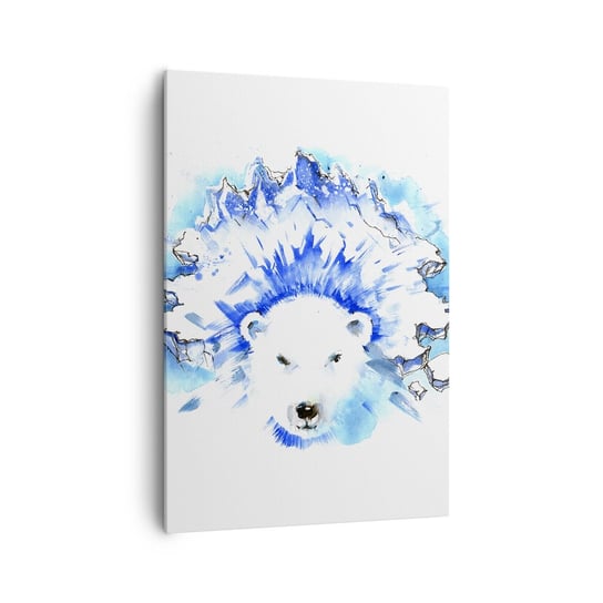 Obraz na płótnie - Król Arktyki w lodowej koronie - 70x100cm - Abstrakcja Niedźwiedź Polarny Antarktyda - Nowoczesny foto obraz w ramie do salonu do sypialni ARTTOR ARTTOR