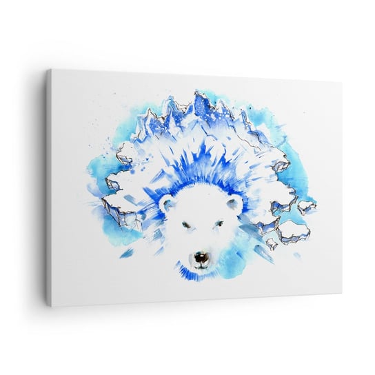 Obraz na płótnie - Król Arktyki w lodowej koronie - 70x50cm - Abstrakcja Niedźwiedź Polarny Antarktyda - Nowoczesny Canvas obraz do salonu do sypialni ARTTOR ARTTOR