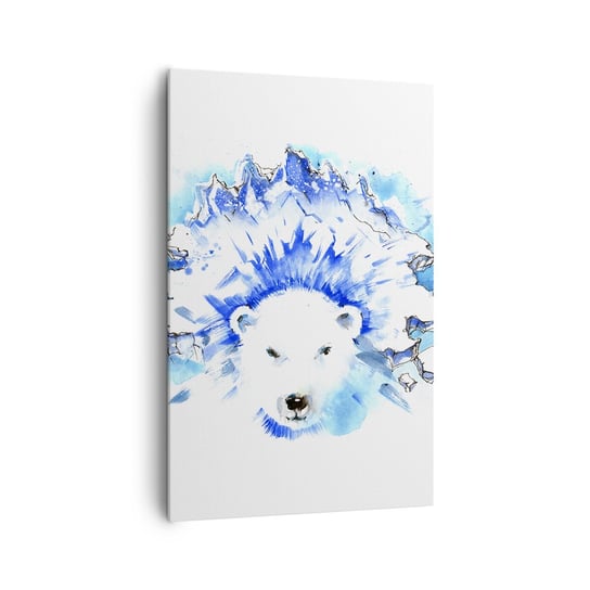 Obraz na płótnie - Król Arktyki w lodowej koronie - 80x120cm - Abstrakcja Niedźwiedź Polarny Antarktyda - Nowoczesny obraz na ścianę do salonu do sypialni ARTTOR ARTTOR