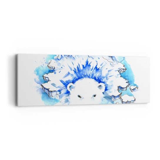 Obraz na płótnie - Król Arktyki w lodowej koronie - 90x30cm - Abstrakcja Niedźwiedź Polarny Antarktyda - Nowoczesny Canvas obraz do salonu do sypialni ARTTOR ARTTOR