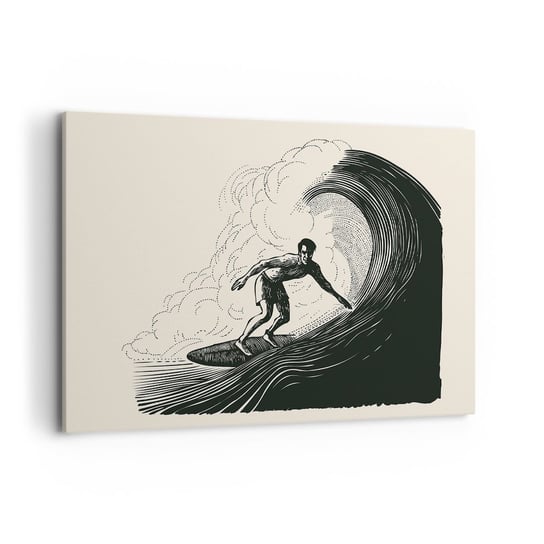 Obraz na płótnie - Król fali - 100x70cm - Fala Surfing Sport - Nowoczesny foto obraz w ramie do salonu do sypialni ARTTOR ARTTOR