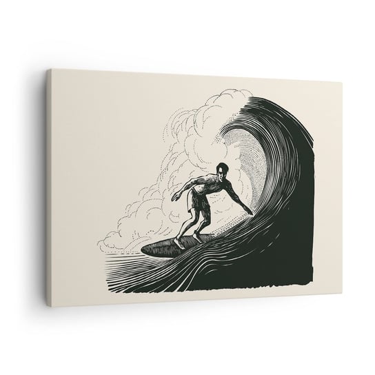 Obraz na płótnie - Król fali - 70x50cm - Fala Surfing Sport - Nowoczesny Canvas obraz do salonu do sypialni ARTTOR ARTTOR