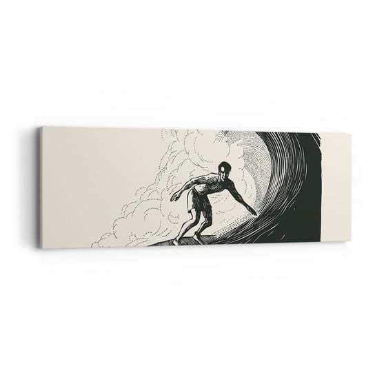 Obraz na płótnie - Król fali - 90x30cm - Fala Surfing Sport - Nowoczesny Canvas obraz do salonu do sypialni ARTTOR ARTTOR