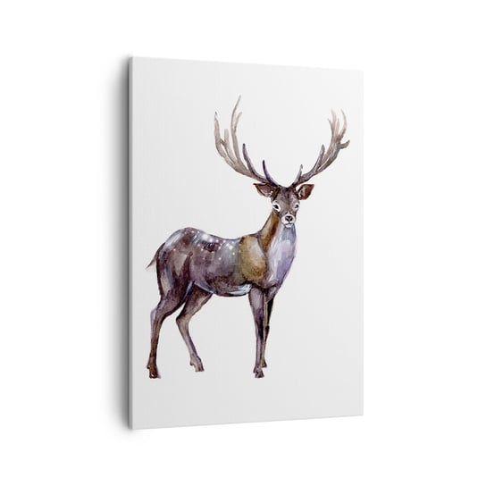 Obraz na płótnie - Król północnej puszczy - 50x70cm - Zwierzęta Jeleń Natura - Nowoczesny Canvas obraz do salonu do sypialni ARTTOR ARTTOR