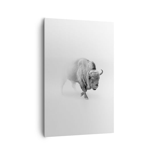 Obraz na płótnie - Król prerii - 80x120cm - Żubr Zwierzęta Bizon - Nowoczesny obraz na ścianę do salonu do sypialni ARTTOR ARTTOR