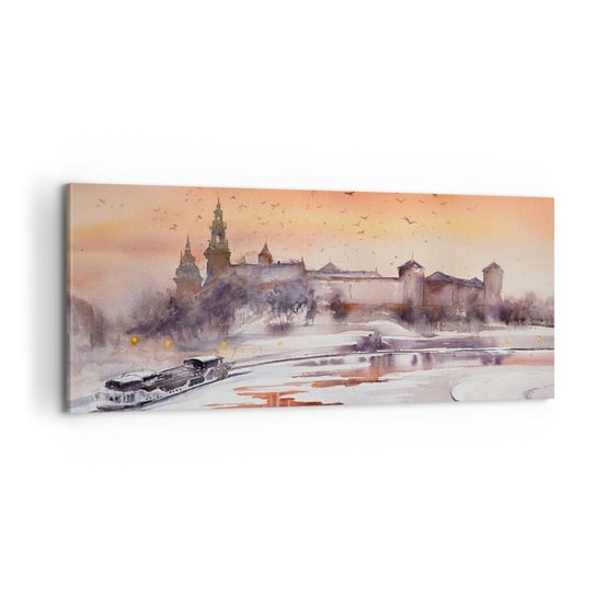 Obraz na płótnie - Królewski zachód słońca - 100x40cm - Pejzaż Krajobraz Klasyczny - Nowoczesny foto obraz w ramie do salonu do sypialni ARTTOR ARTTOR