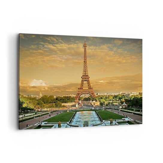 Obraz na płótnie - Królowa Paryża - 100x70cm - Miasta Paryż Wieża Eiffla - Nowoczesny foto obraz w ramie do salonu do sypialni ARTTOR ARTTOR