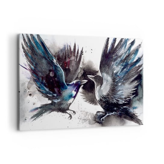 Obraz na płótnie - Kruk krukowi… - 120x80cm - Abstrakcja Ptak Zwierzęta - Nowoczesny obraz na ścianę do salonu do sypialni ARTTOR ARTTOR