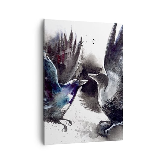Obraz na płótnie - Kruk krukowi… - 50x70cm - Abstrakcja Ptak Zwierzęta - Nowoczesny Canvas obraz do salonu do sypialni ARTTOR ARTTOR
