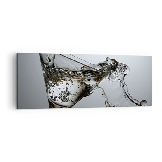 Obraz na płótnie - Krystaliczna woda w kryształowym szkle - 140x50cm - Kieliszek  Koktajl Gastronomia - Nowoczesny Canvas obraz do salonu do sypialni ARTTOR ARTTOR