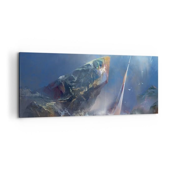 Obraz na płótnie - Kto ma odwagę, wygrywa - 120x50cm - Abstrakcja Morze Żaglówka - Nowoczesny obraz na ścianę do salonu do sypialni ARTTOR ARTTOR