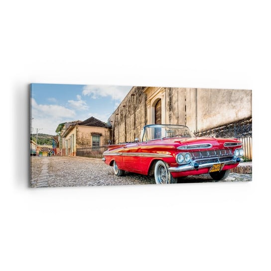 Obraz na płótnie - Kubańskie wzruszenia - 100x40cm - Motoryzacja Samochód Kuba - Nowoczesny foto obraz w ramie do salonu do sypialni ARTTOR ARTTOR