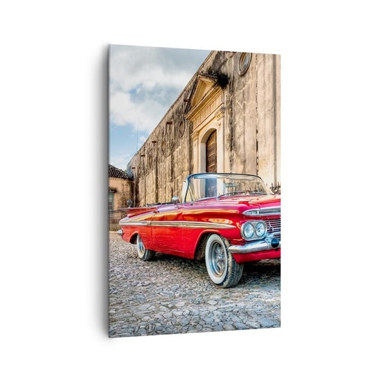 Obraz na płótnie - Kubańskie wzruszenia - 80x120cm - Motoryzacja Samochód Kuba - Nowoczesny obraz na ścianę do salonu do sypialni ARTTOR ARTTOR