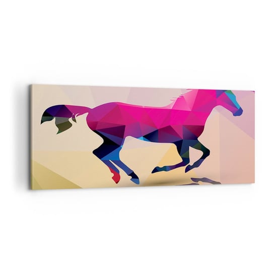 Obraz na płótnie - Kubizm wciąż żywy - 100x40cm - Zwierzęta Koń Figura Geometryczna - Nowoczesny foto obraz w ramie do salonu do sypialni ARTTOR ARTTOR