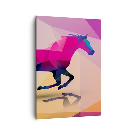 Obraz na płótnie - Kubizm wciąż żywy - 50x70cm - Zwierzęta Koń Figura Geometryczna - Nowoczesny Canvas obraz do salonu do sypialni ARTTOR ARTTOR
