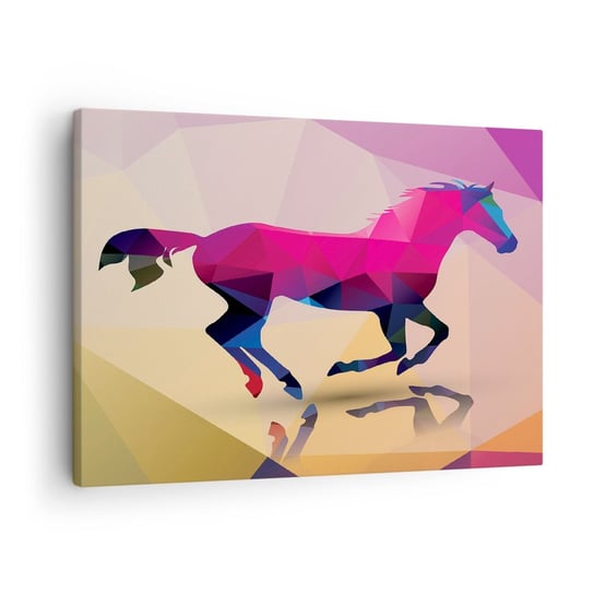Obraz na płótnie - Kubizm wciąż żywy - 70x50cm - Zwierzęta Koń Figura Geometryczna - Nowoczesny Canvas obraz do salonu do sypialni ARTTOR ARTTOR
