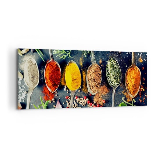 Obraz na płótnie - Kulinarna magia - 120x50cm - Przyprawy Zioła Kuchnia - Nowoczesny obraz na ścianę do salonu do sypialni ARTTOR ARTTOR
