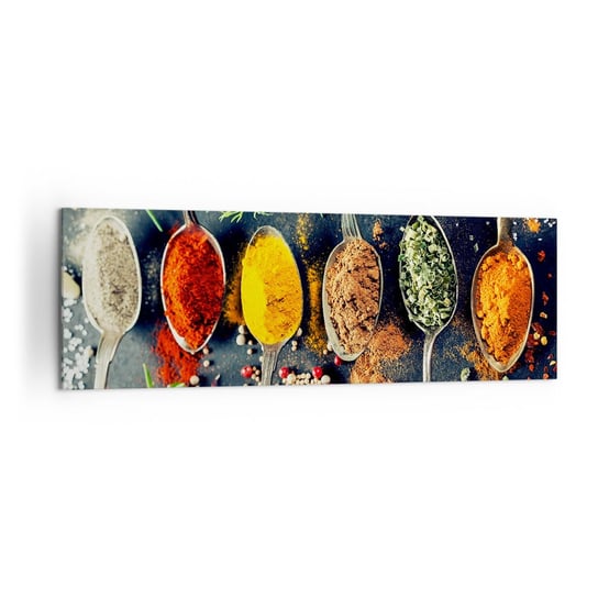 Obraz na płótnie - Kulinarna magia - 160x50cm - Przyprawy Zioła Kuchnia - Nowoczesny foto obraz w ramie do salonu do sypialni ARTTOR ARTTOR