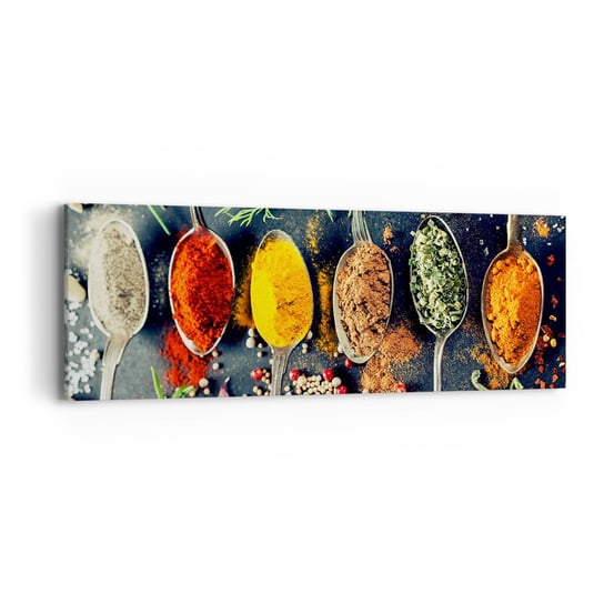 Obraz na płótnie - Kulinarna magia - 90x30cm - Przyprawy Zioła Kuchnia - Nowoczesny Canvas obraz do salonu do sypialni ARTTOR ARTTOR
