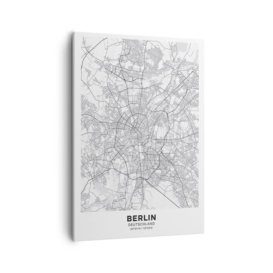 Obraz na płótnie - Kwiat Berlina - 50x70cm - Miasto Mapa Miasta Berlin - Nowoczesny Canvas obraz do salonu do sypialni ARTTOR ARTTOR