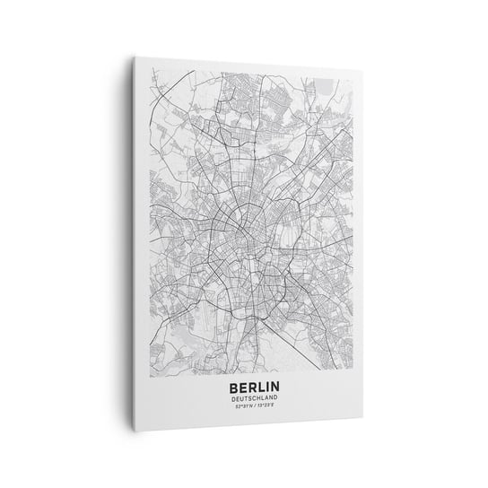 Obraz na płótnie - Kwiat Berlina - 70x100cm - Miasto Mapa Miasta Berlin - Nowoczesny foto obraz w ramie do salonu do sypialni ARTTOR ARTTOR