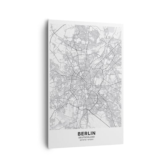 Obraz na płótnie - Kwiat Berlina - 80x120cm - Miasto Mapa Miasta Berlin - Nowoczesny obraz na ścianę do salonu do sypialni ARTTOR ARTTOR