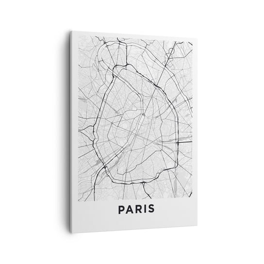 Obraz na płótnie - Kwiat Paryża - 50x70cm - Miasto Mapa Miasta Paryż - Nowoczesny Canvas obraz do salonu do sypialni ARTTOR ARTTOR