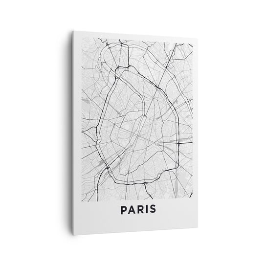Obraz na płótnie - Kwiat Paryża - 70x100cm - Miasto Mapa Miasta Paryż - Nowoczesny foto obraz w ramie do salonu do sypialni ARTTOR ARTTOR